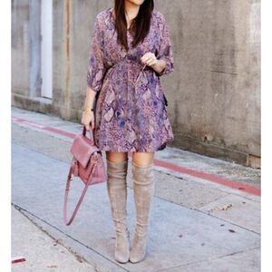 Anthropologie Snake Print Mini Dress Floreat Zahara Peasant Small $158 Tassel